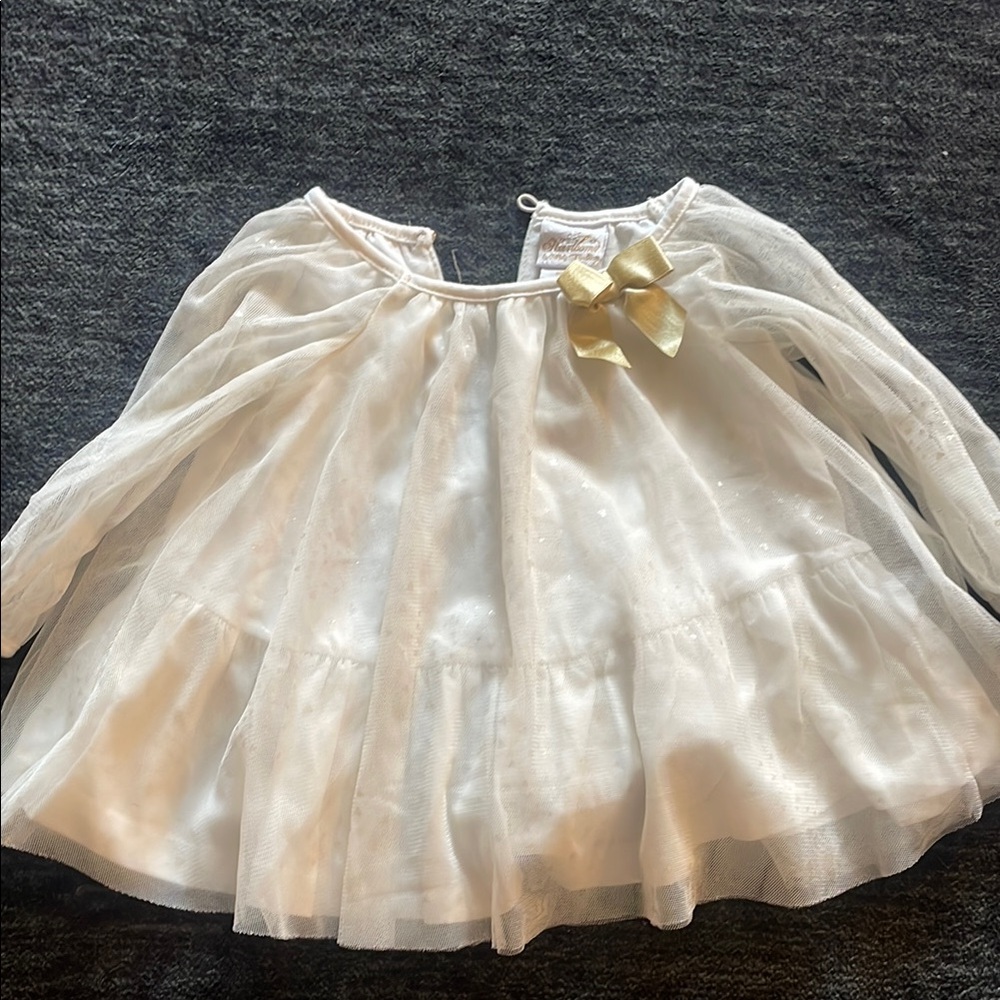 Elegant White and Gold Kids Dress
